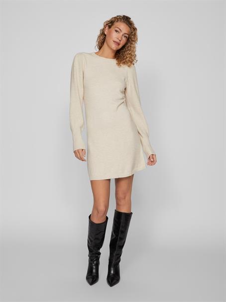 VIRIL L/S A-SHAPE KNIT DRESS super light natural melan