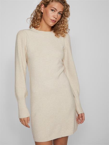 VIRIL L/S A-SHAPE KNIT DRESS super light natural melan