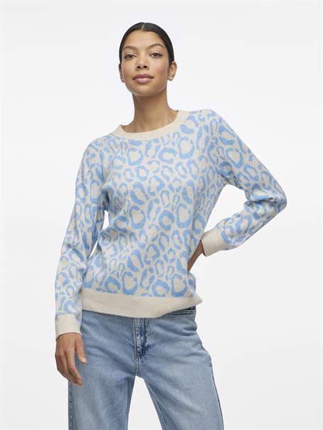 VIRIL L/S JACQUARD KNIT TOP/1 blissful blue