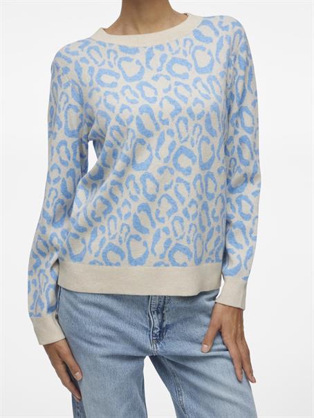 VIRIL L/S JACQUARD KNIT TOP/4 blissful blue