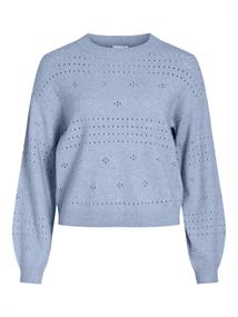 VIRIL L/S O-NECK POINTELLE KNIT TOP-NOOS kentucky blue