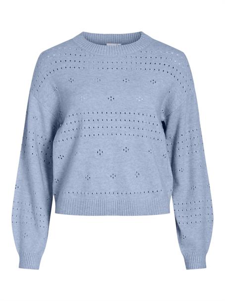 VIRIL L/S O-NECK POINTELLE KNIT TOP-NOOS kentucky blue
