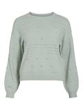 VIRIL L/S O-NECK POINTELLE KNIT TOP-NOOS silt green