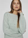 VIRIL L/S O-NECK POINTELLE KNIT TOP-NOOS silt green