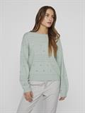 VIRIL L/S O-NECK POINTELLE KNIT TOP-NOOS silt green