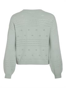 VIRIL L/S O-NECK POINTELLE KNIT TOP-NOOS silt green