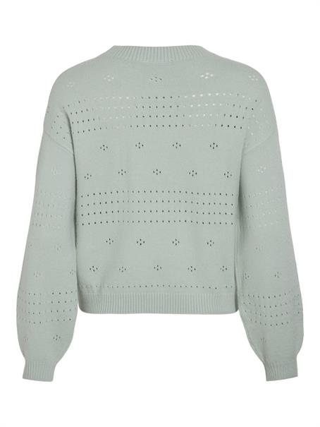 VIRIL L/S O-NECK POINTELLE KNIT TOP-NOOS silt green