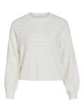 VIRIL L/S O-NECK POINTELLE KNIT TOP-NOOS white alyssum