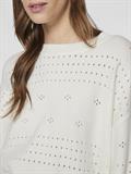 VIRIL L/S O-NECK POINTELLE KNIT TOP-NOOS white alyssum