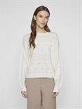 VIRIL L/S O-NECK POINTELLE KNIT TOP-NOOS white alyssum