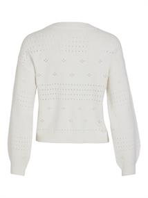 VIRIL L/S O-NECK POINTELLE KNIT TOP-NOOS white alyssum