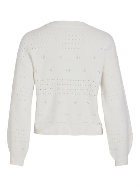VIRIL L/S O-NECK POINTELLE KNIT TOP-NOOS white alyssum