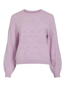 VIRIL L/S O-NECK POINTELLE KNIT TOP-NOOS winsome orchid
