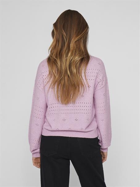 VIRIL L/S O-NECK POINTELLE KNIT TOP-NOOS winsome orchid