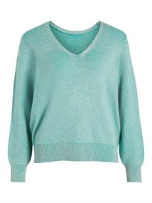 VIRIL MULTI V-NECK L/S KNIT TOP - NOOS green milieu