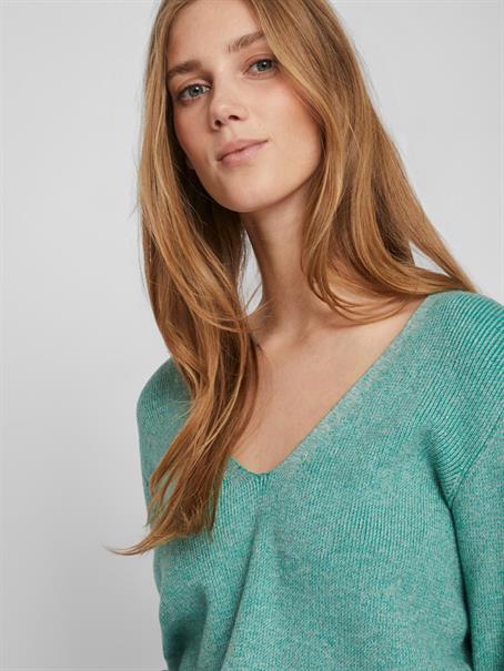 VIRIL MULTI V-NECK L/S KNIT TOP - NOOS green milieu