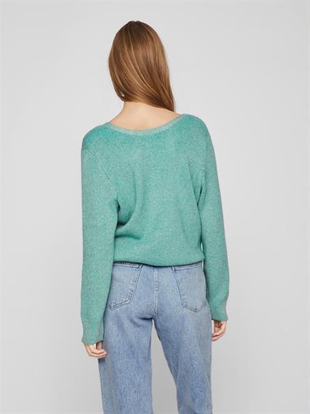 VIRIL MULTI V-NECK L/S KNIT TOP - NOOS green milieu