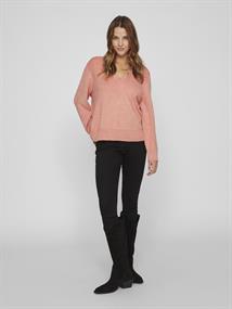 VIRIL MULTI V-NECK L/S KNIT TOP - NOOS misty rose