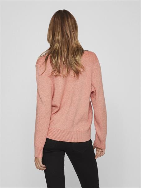 VIRIL MULTI V-NECK L/S KNIT TOP - NOOS misty rose