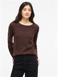 VIRIL O-NECK L/S KNIT TOP - NOOS coffee bean