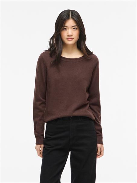 VIRIL O-NECK L/S KNIT TOP - NOOS coffee bean