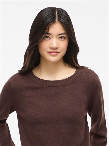 VIRIL O-NECK L/S KNIT TOP - NOOS coffee bean