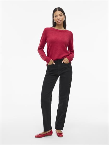 VIRIL O-NECK L/S KNIT TOP - NOOS jester red