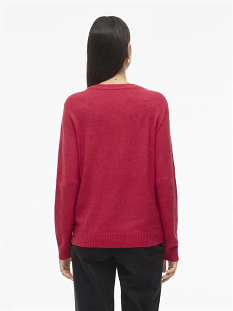 VIRIL O-NECK L/S KNIT TOP - NOOS jester red