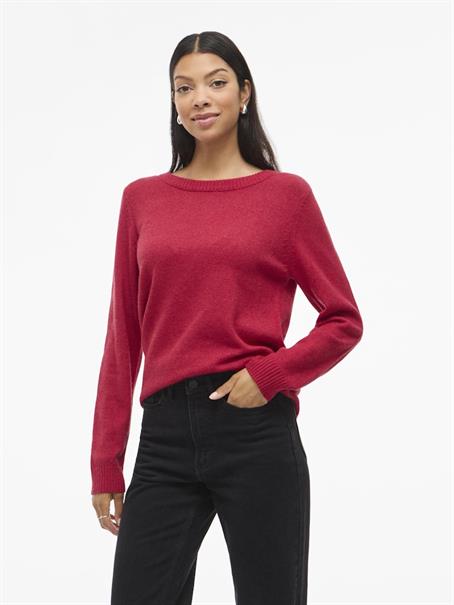 VIRIL O-NECK L/S KNIT TOP - NOOS jester red