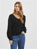 VIRIL REV DEEP V-NECK L/S KNIT TOP/L black