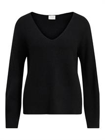 VIRIL REV DEEP V-NECK L/S KNIT TOP/L black