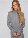 VIRIL ROLLNECK L/S SLIT KNIT DRESS/L medium grey melange