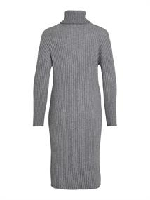 VIRIL ROLLNECK L/S SLIT KNIT DRESS/L medium grey melange