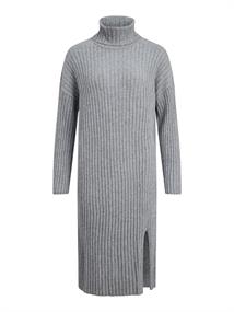 VIRIL ROLLNECK L/S SLIT KNIT DRESS/L medium grey melange
