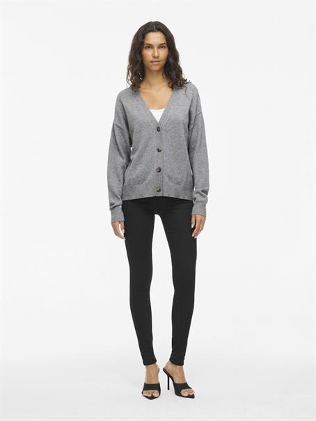 VIRIL V-NECK KNIT CARDIGAN - NOOS medium grey melange