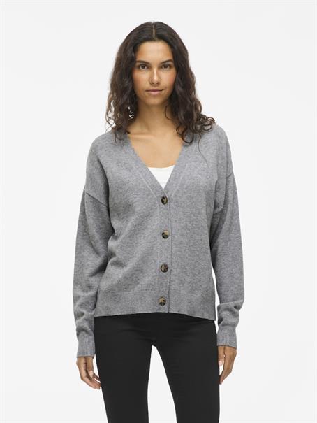 VIRIL V-NECK KNIT CARDIGAN - NOOS medium grey melange
