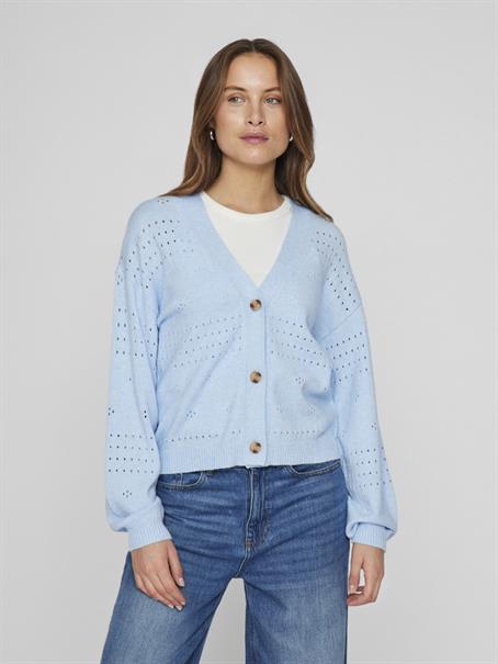 VIRIL V-NECK L/S KNIT CARDIGAN - NOOS kentucky blue
