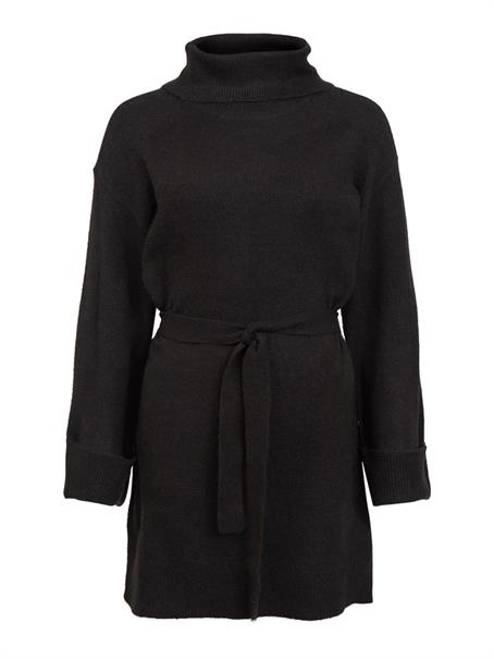 VIROLFIE L/S TIE BELT KNIT DRESS - NOOS black