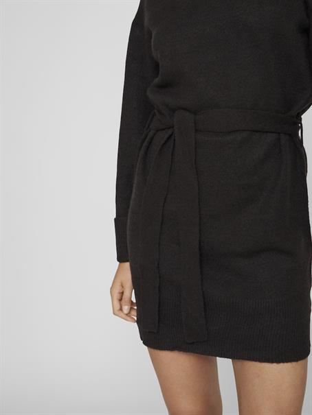 VIROLFIE L/S TIE BELT KNIT DRESS - NOOS black