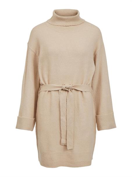 VIROLFIE L/S TIE BELT KNIT DRESS - NOOS natural melange