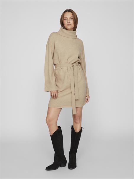 VIROLFIE L/S TIE BELT KNIT DRESS - NOOS natural melange