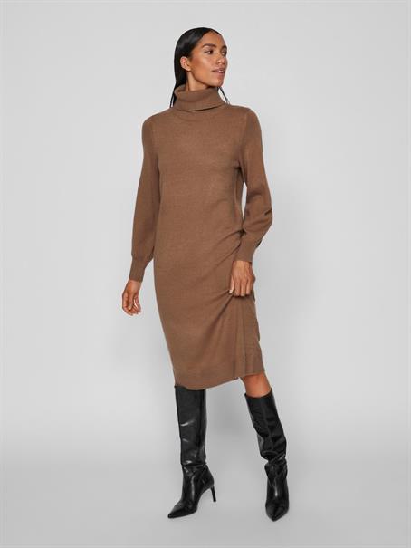 VISARA L/S ROLLNECK MIDI DRES/BF/KA brown lentil