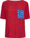 VISCOSE CREPE FLORAL BLOUSE SS club house floral fireworks