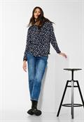 Viskose Bluse mit Print deep blue