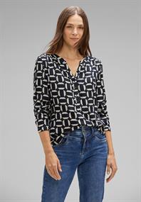 Viskose Bluse mit Print deep blue