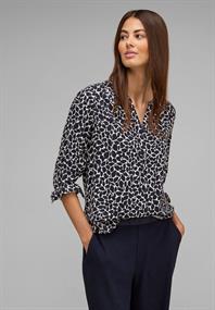 Viskose Bluse mit Print deep blue