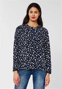 Viskose Bluse mit Print deep blue