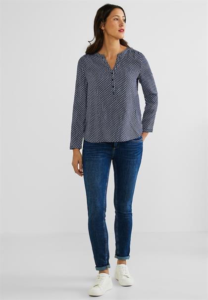 Viskose Bluse mit Print deep blue