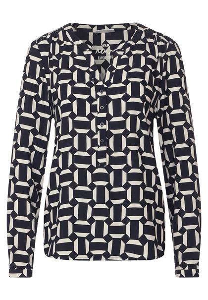 Viskose Bluse mit Print deep blue