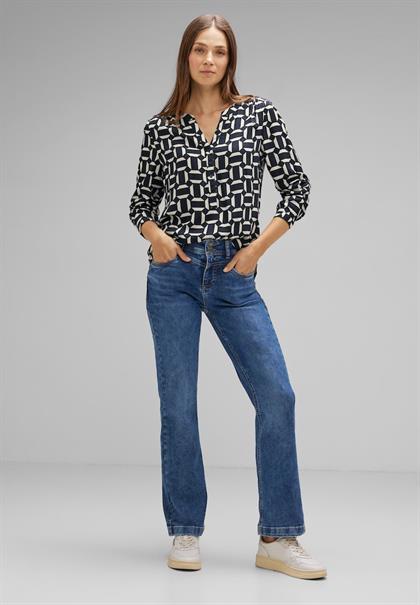 Viskose Bluse mit Print deep blue
